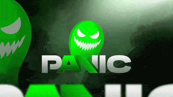Animated Panic logo with green ghosts